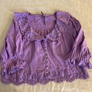 Anthropologie Lavender Lace Blouse